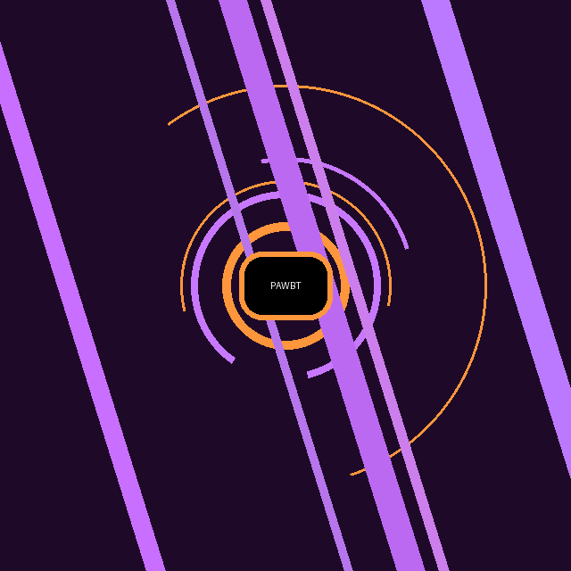Official Paw Ballot emblem with neon purple stripes and orange orbital rings